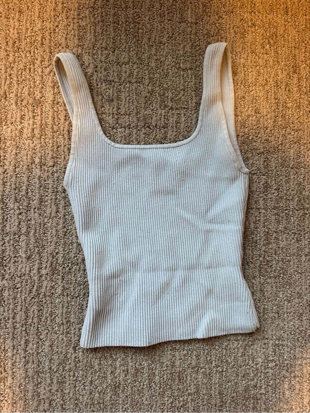 Aritzia Ribbed Square-Neck Tank Top - Cream